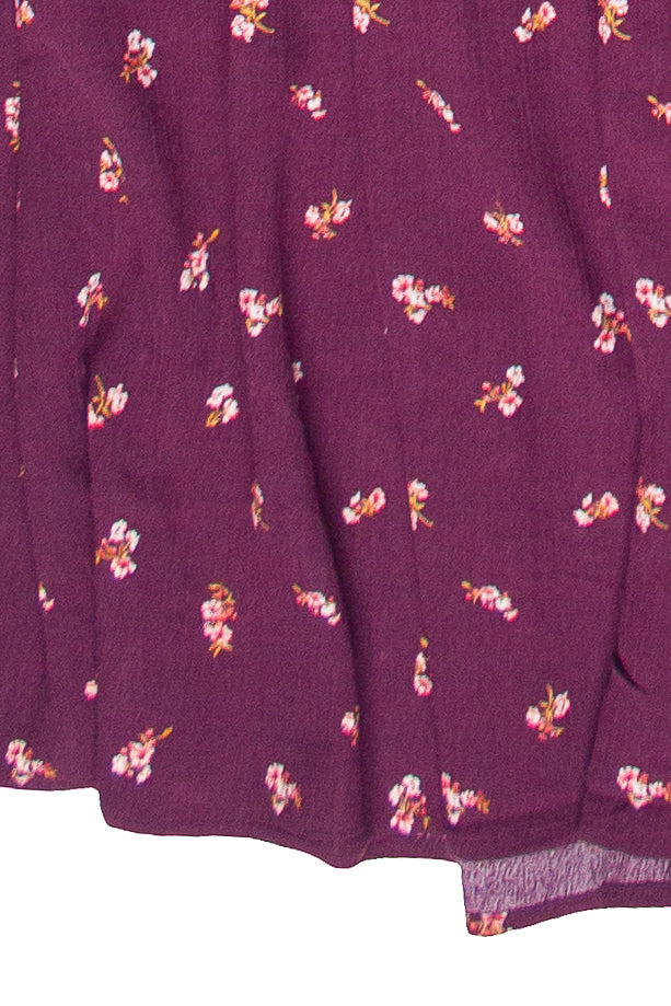 Floral Print Tiered Maxi Skirt - Burgundy