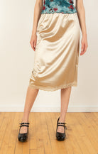 Parchment Lace Trim Slip Skirt