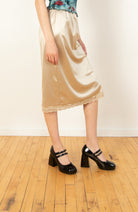 Parchment Lace Trim Slip Skirt