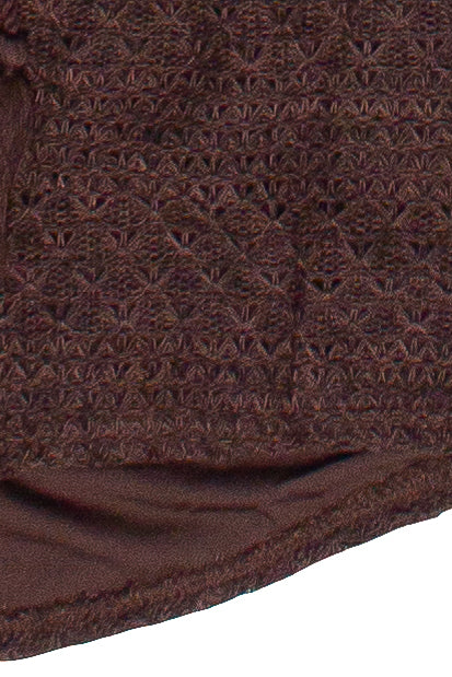 Mixed Open Knit Lined Shorts - Brown