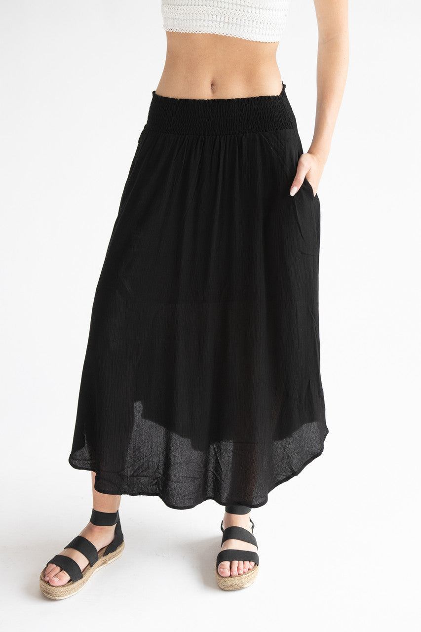 Asymmetric Hem Maxi Skirt