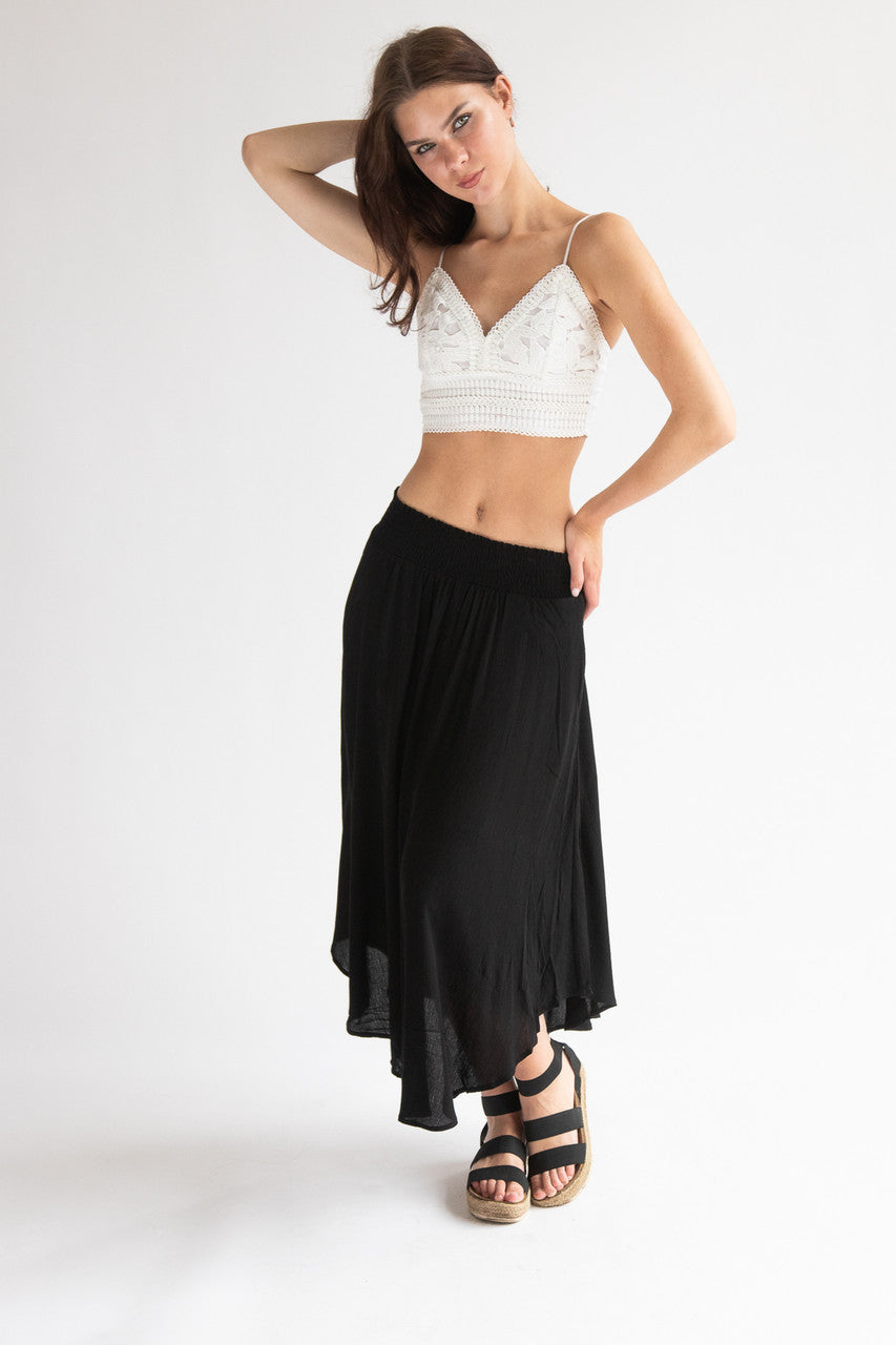 Asymmetric Hem Maxi Skirt