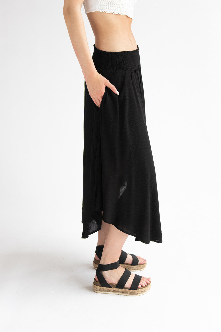 Asymmetric Hem Maxi Skirt