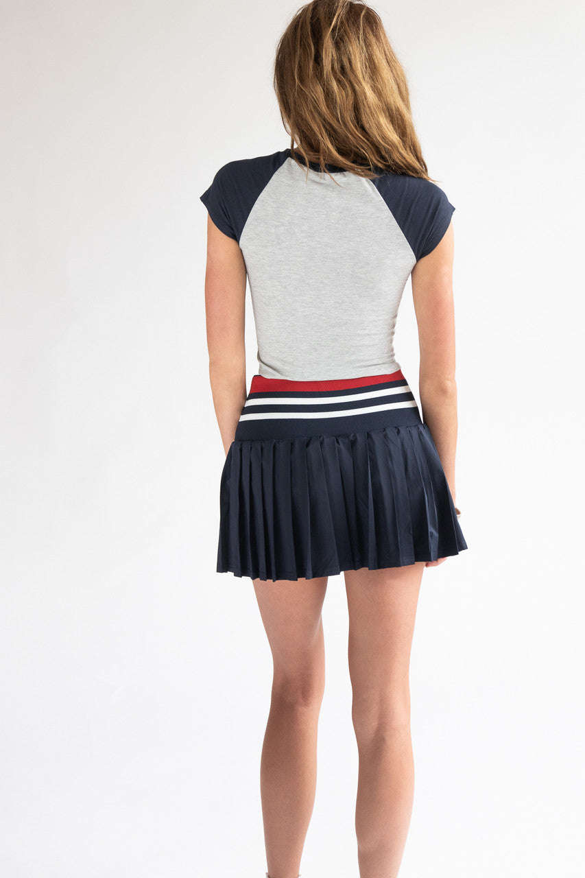 Striped Waist Pleated Skort