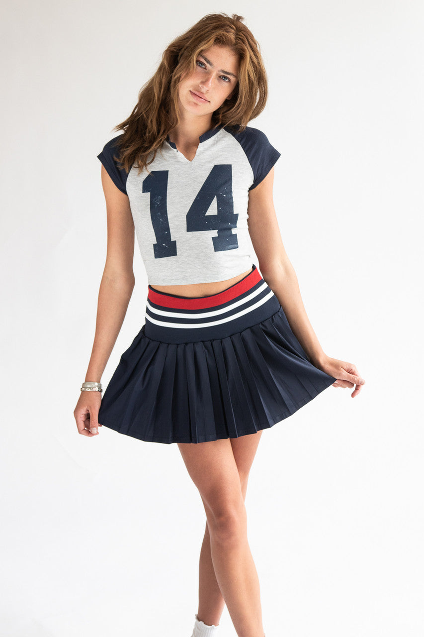 Striped Waist Pleated Skort