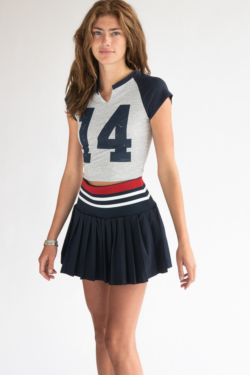 Striped Waist Pleated Skort