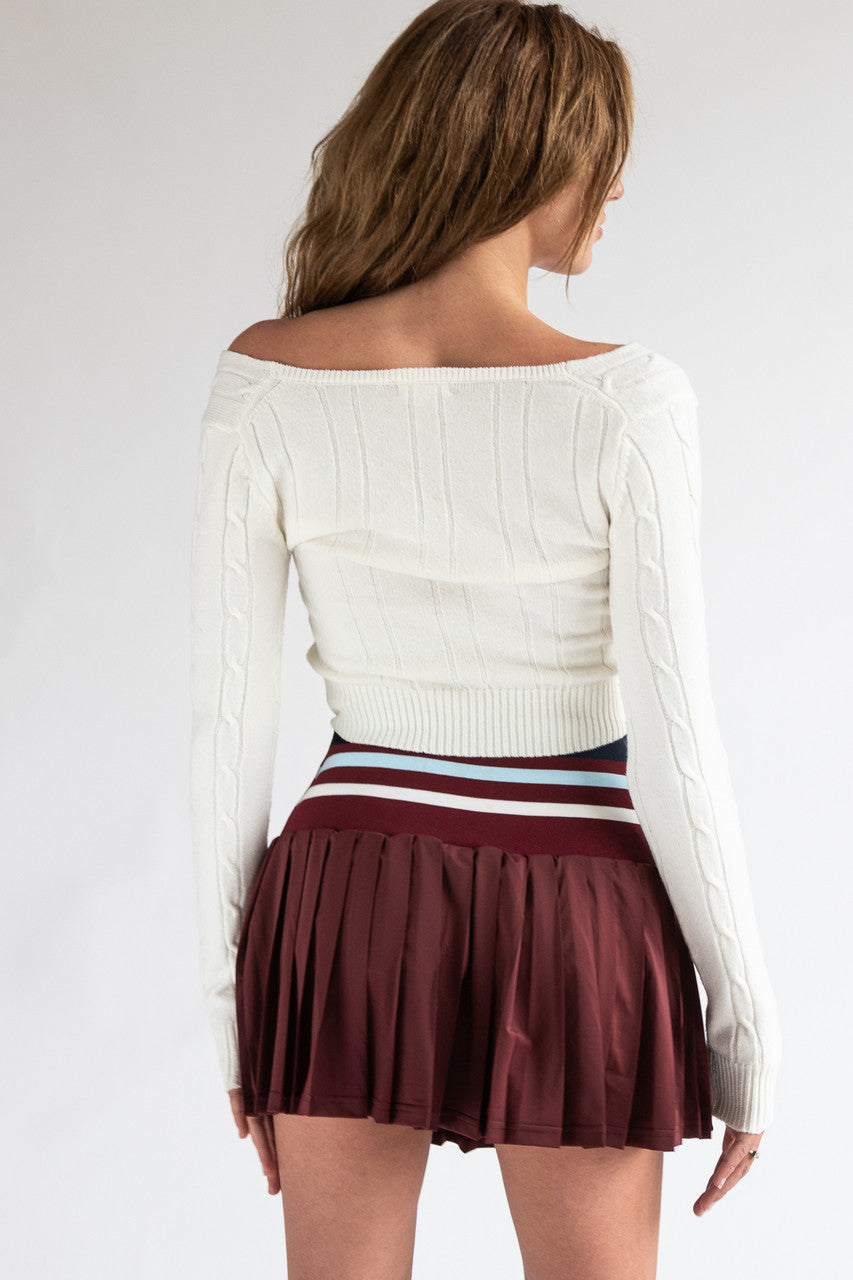 Striped Waist Pleated Skort