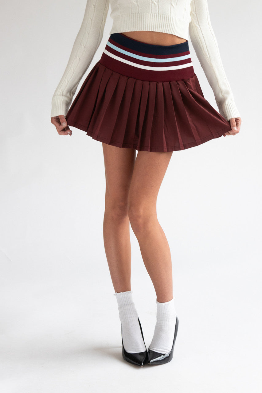 Striped Waist Pleated Skort