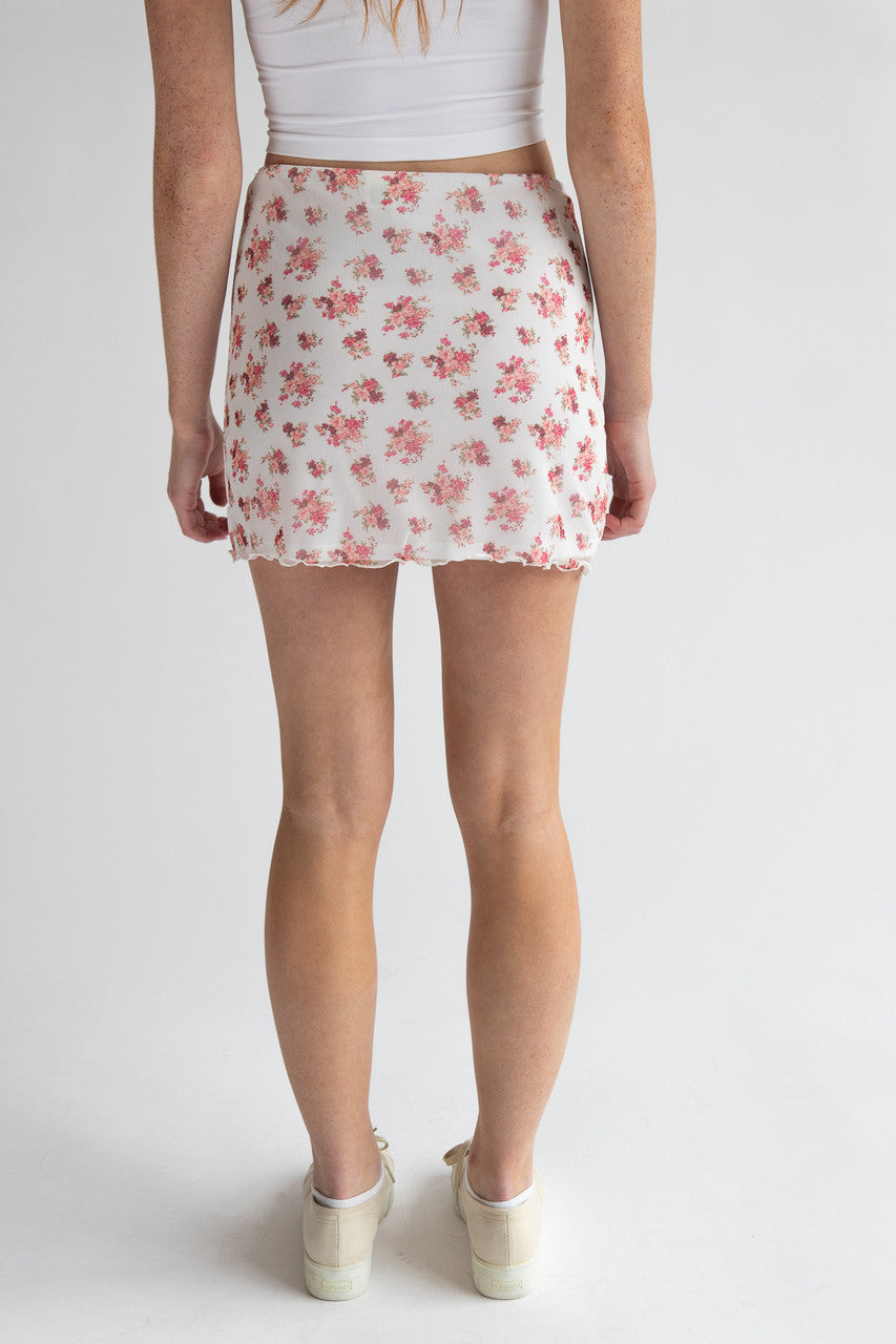 Floral Mesh Mini Skirt