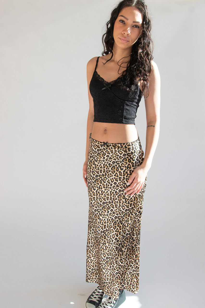 Patterned Satin Slip Skirt