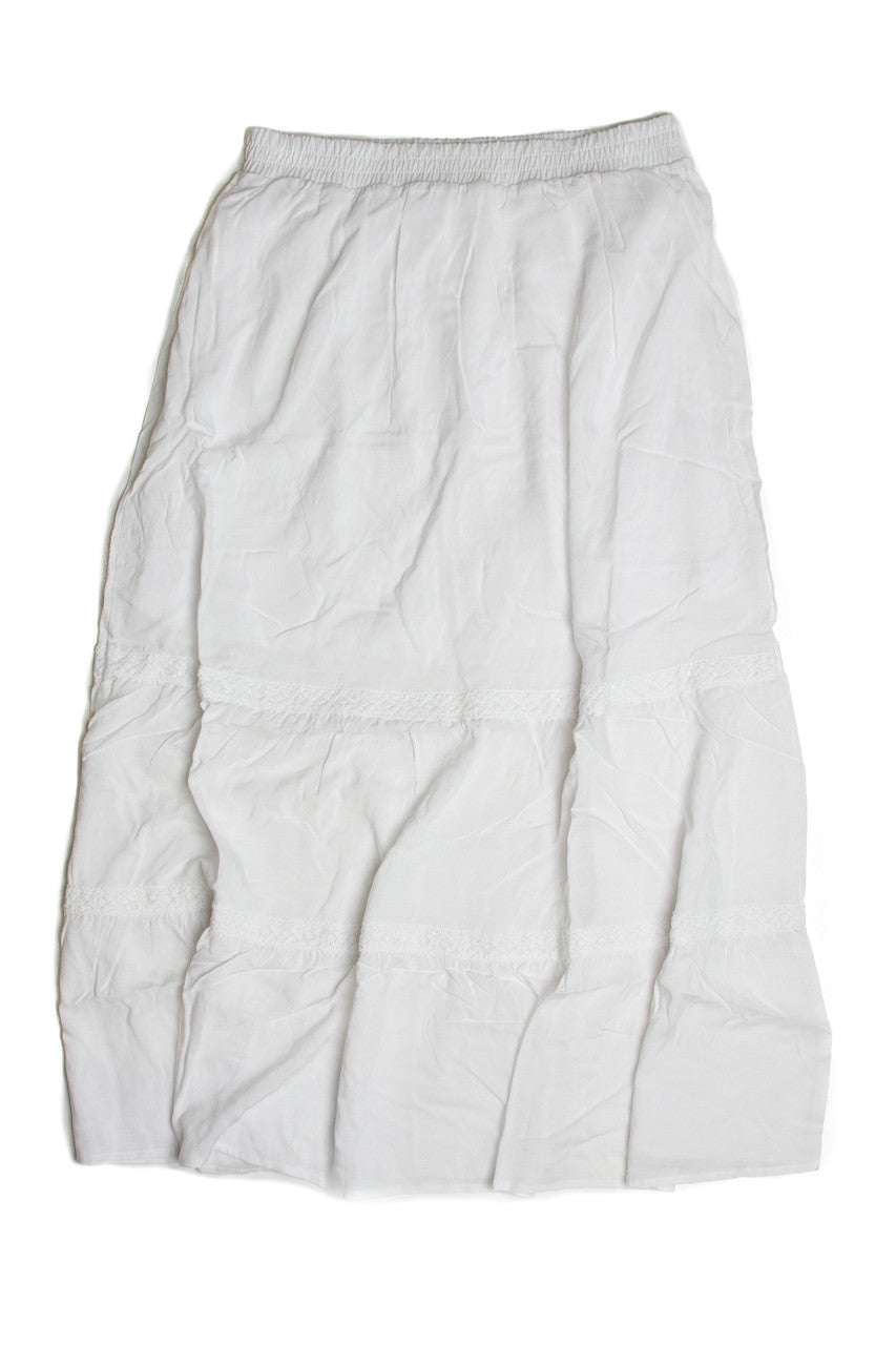 White Crochet Detail Maxi Skirt