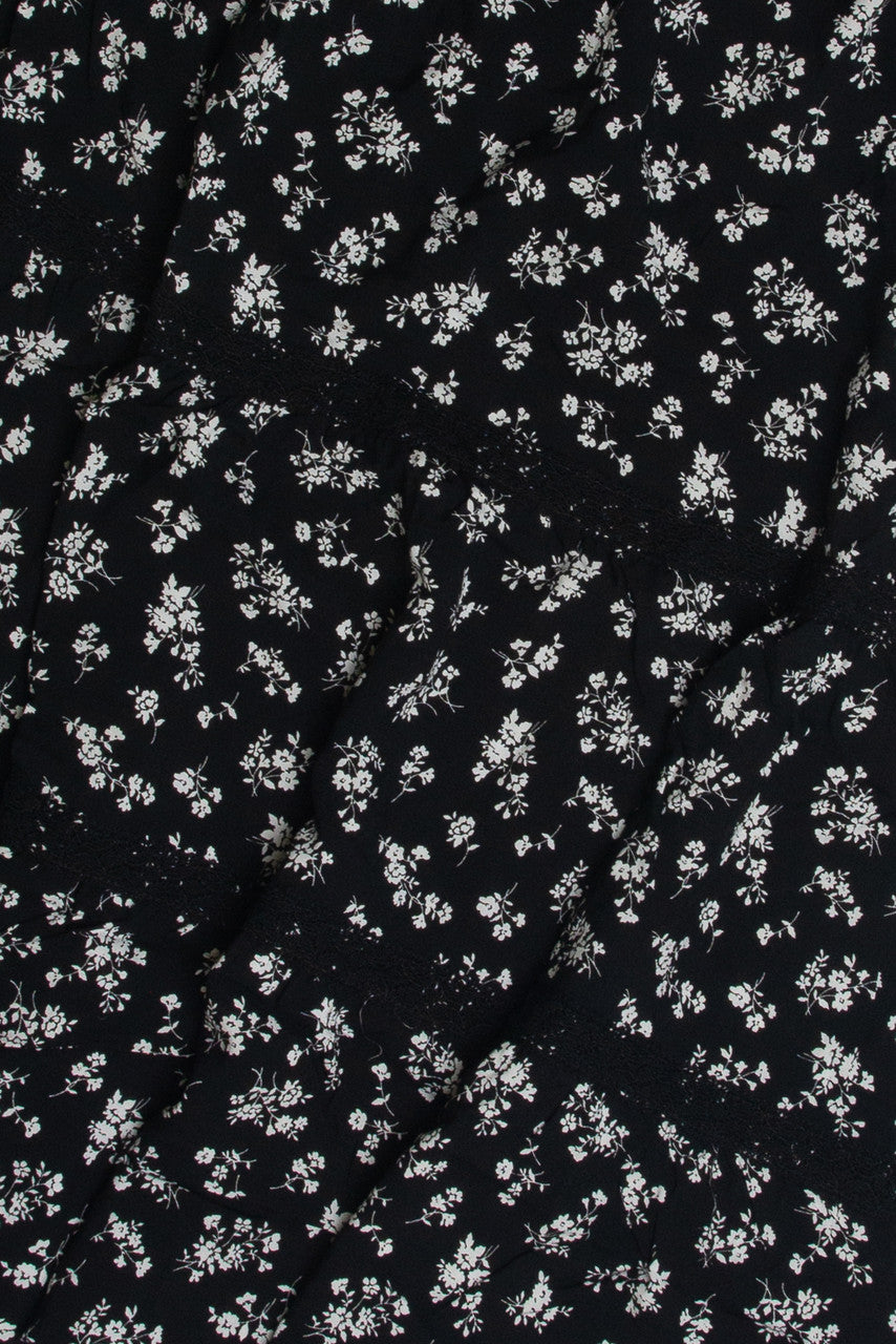 Black Floral Crochet Detail Maxi Skirt