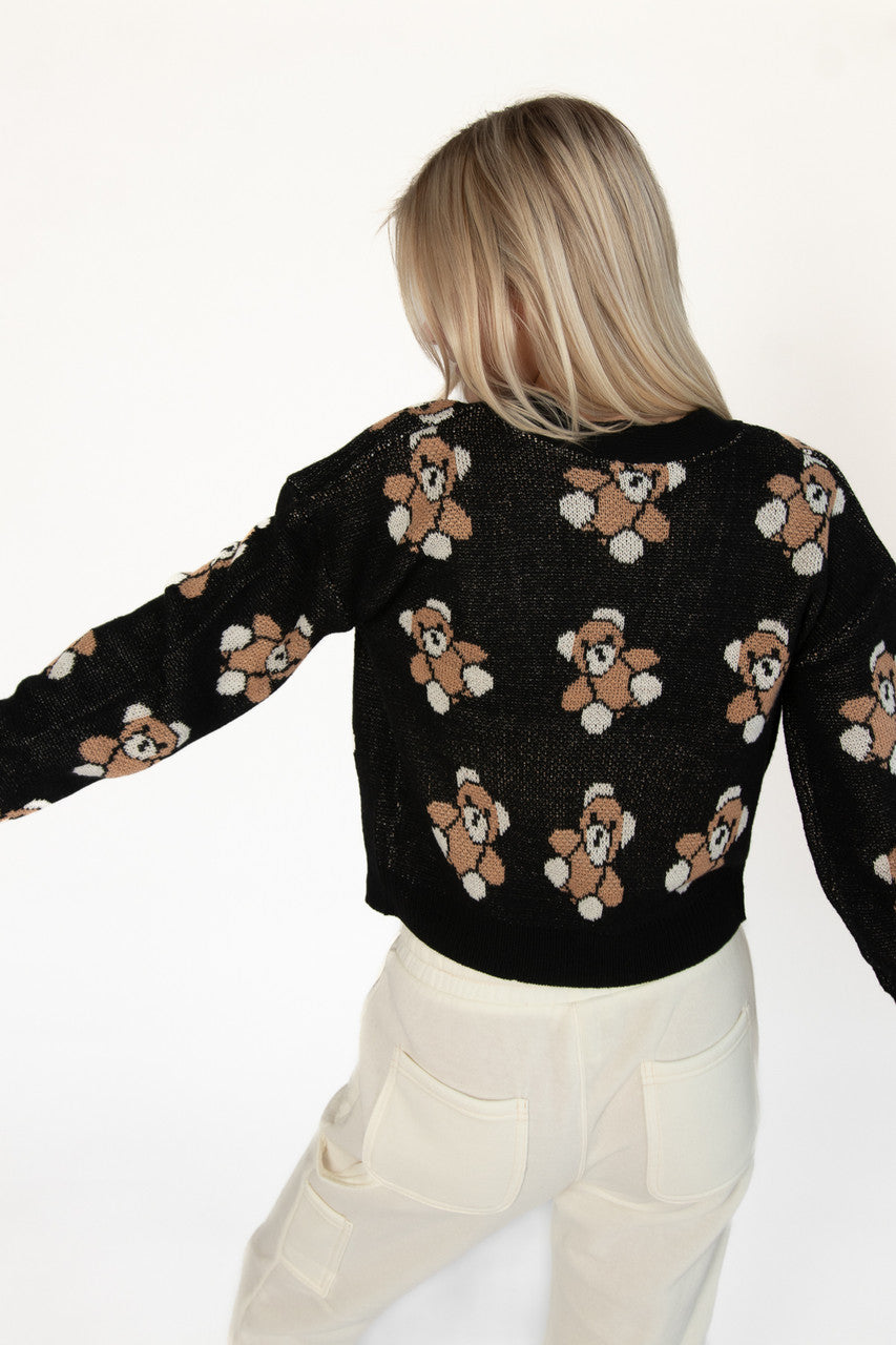 Black Teddy Bear Cardigan