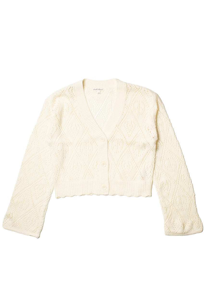 Ivory Bell Sleeve Pointelle Cardigan