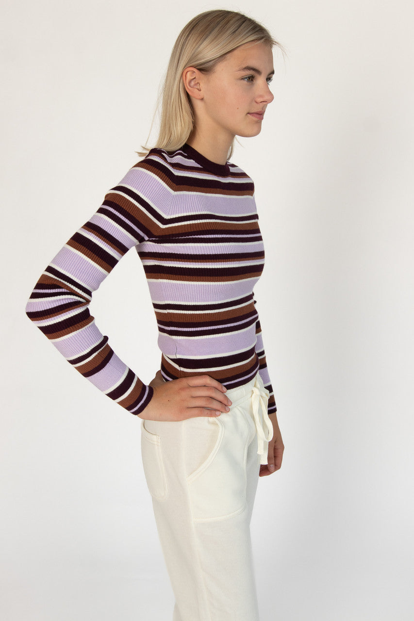 Purple Striped Pullover Sweater