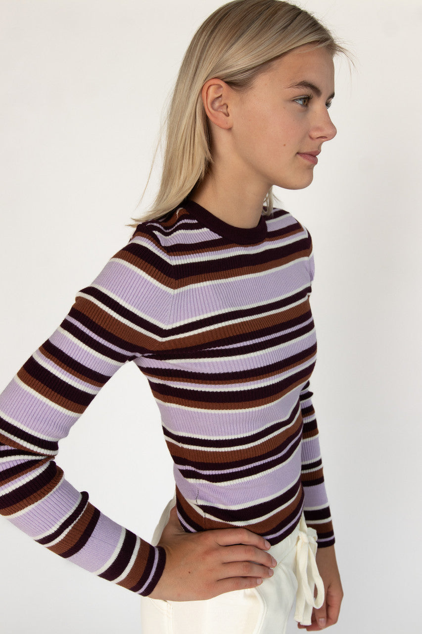 Purple Striped Pullover Sweater
