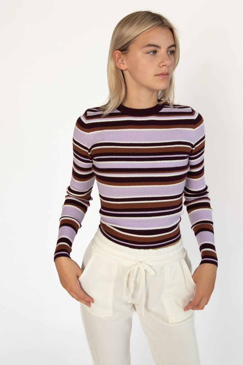 Purple Striped Pullover Sweater