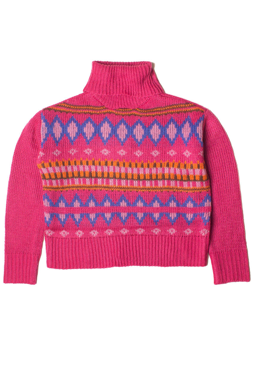 Fuchsia Fair Isle Turtleneck Sweater