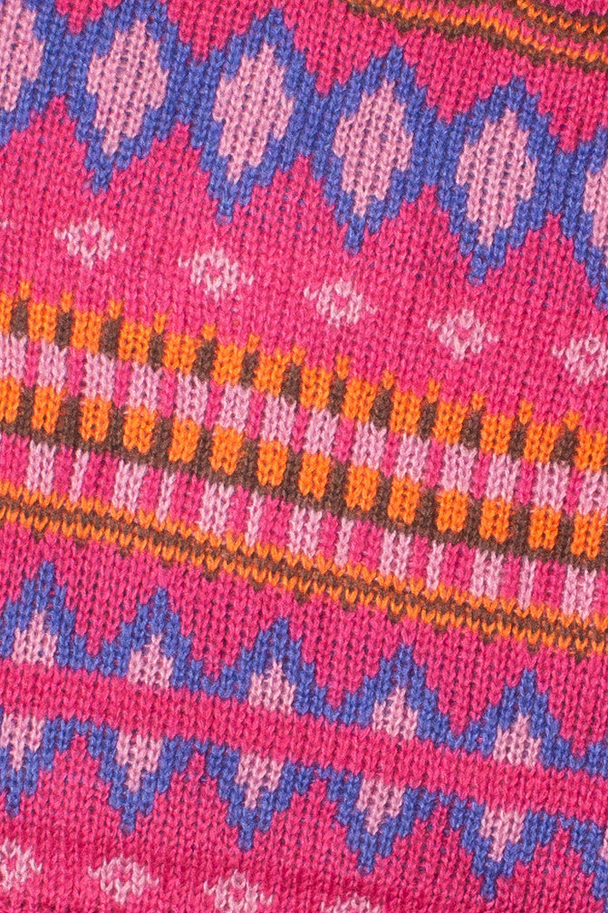 Fuchsia Fair Isle Turtleneck Sweater