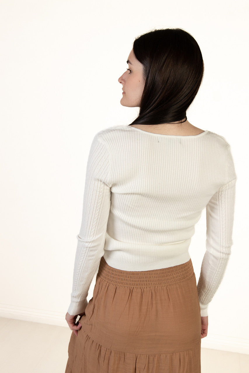 Ivory Cable Sweetheart Sweater