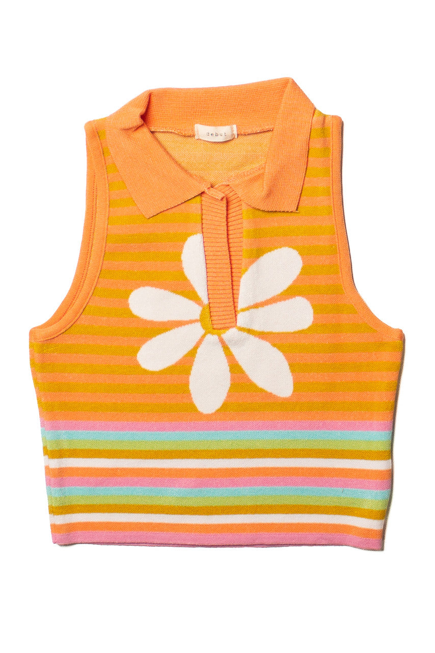 Pastel Rainbow Daisy Knit Tank