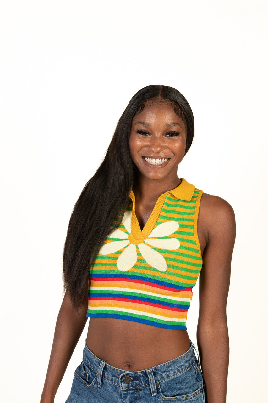 Rainbow Daisy Knit Tank