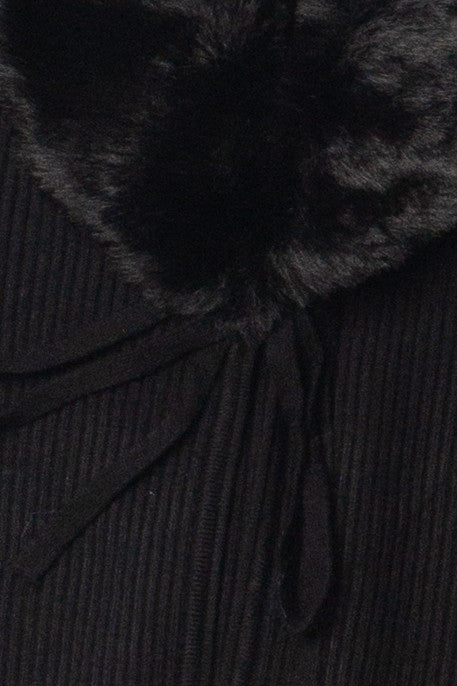 Faux Fur Collar Tie Front Cardigan