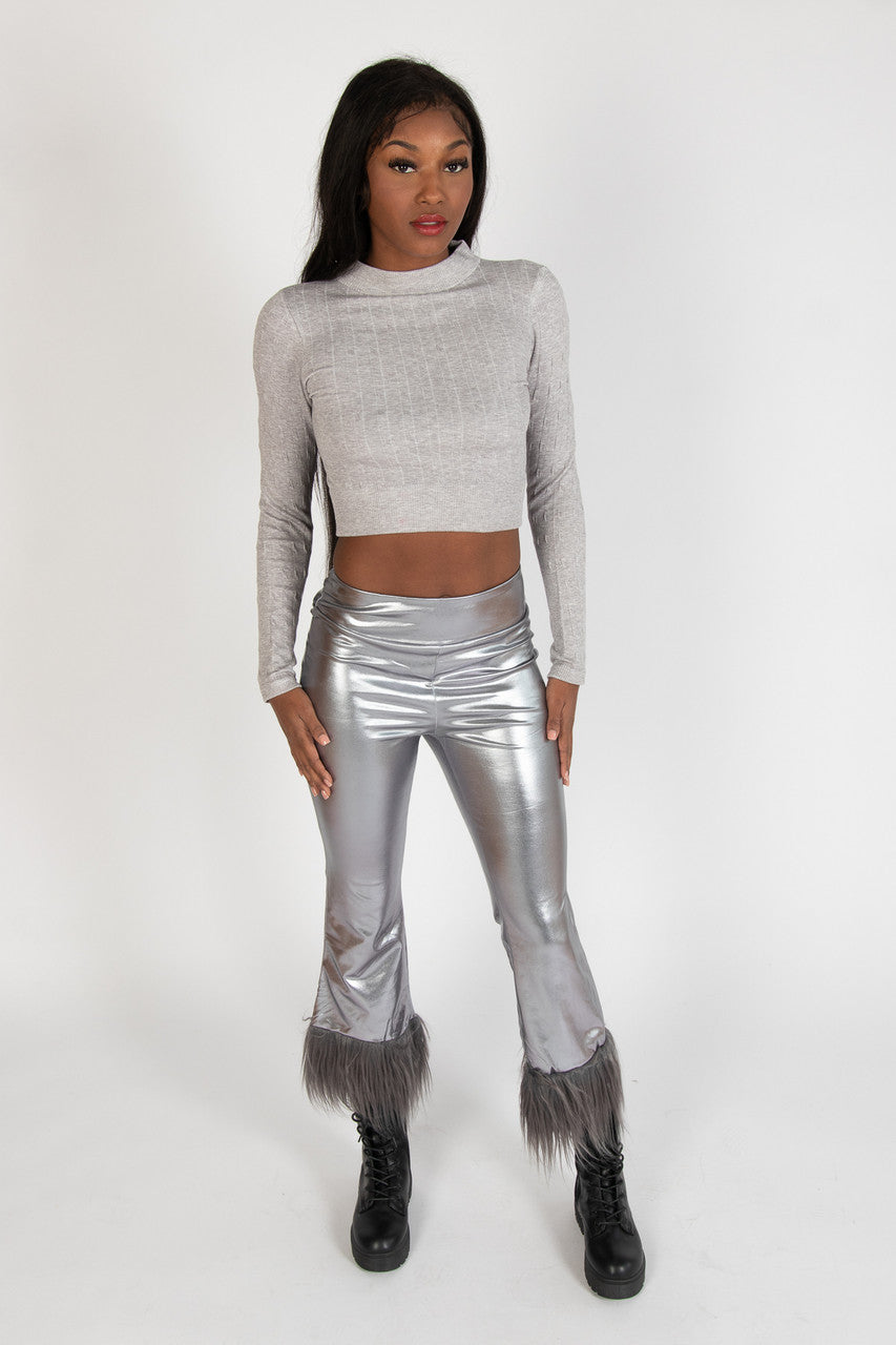 Cable Knit Mock Neck Crop Top