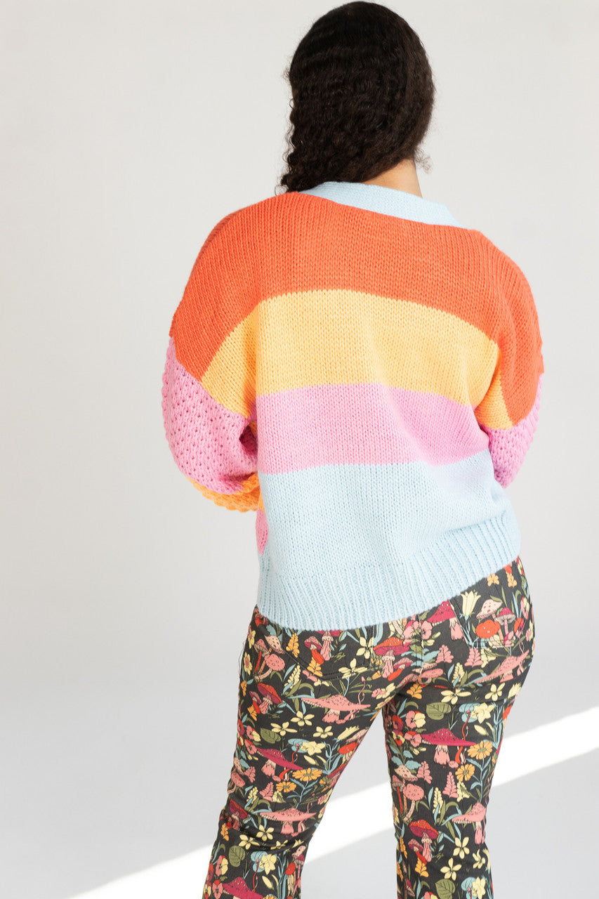 Colorblock Open Cardigan