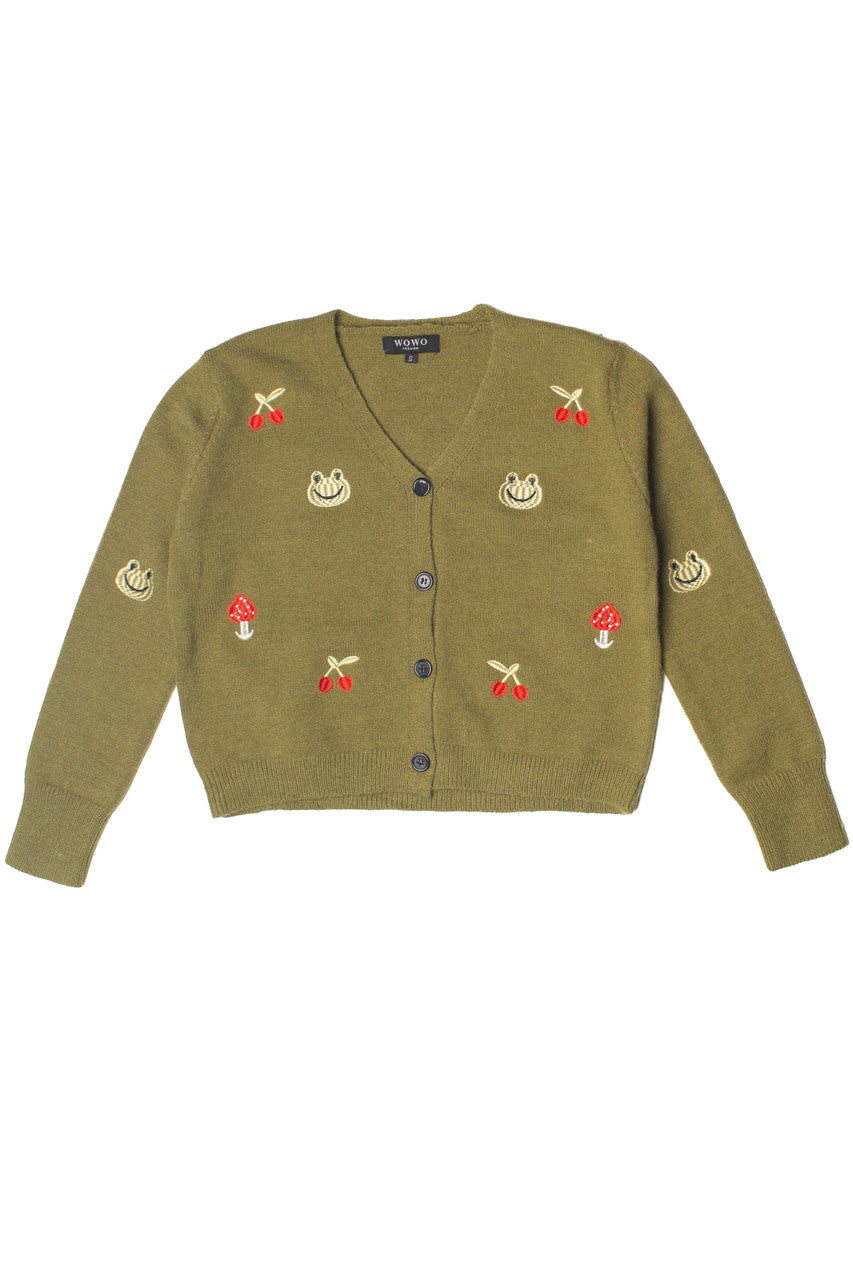 Embroidered Frog Cardigan