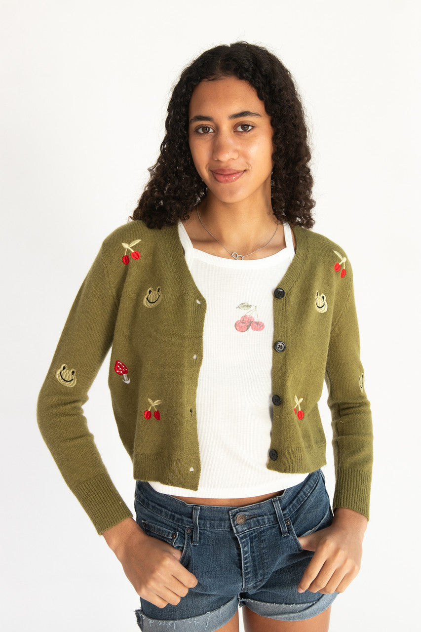 Embroidered Frog Cardigan