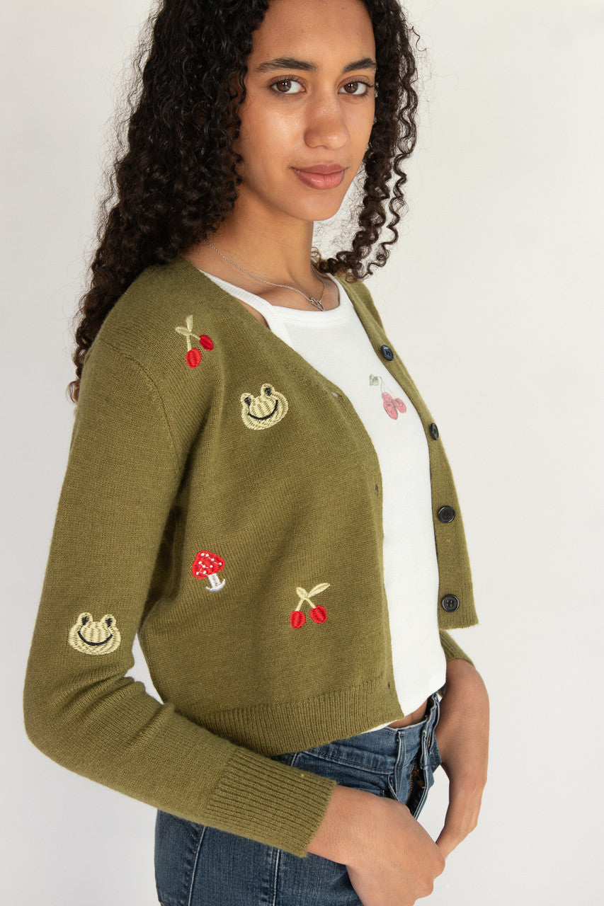 Embroidered Frog Cardigan