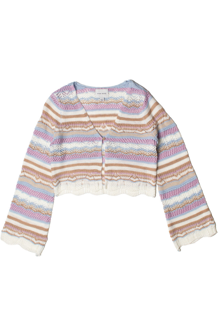 Striped Pointelle Cardigan