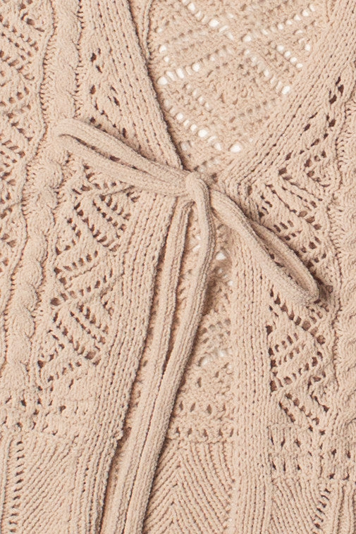 Chenille Pointelle Tie Front Cardigan