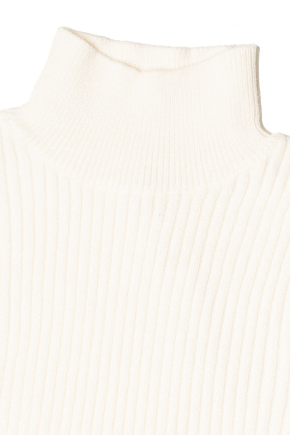 Short Sleeve Mock Neck Ribbed Sweater