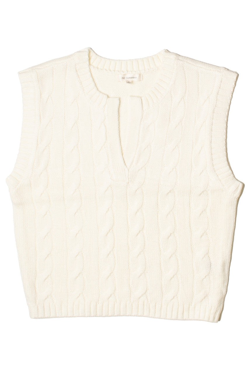 Notch Neck Cable Knit Sweater Vest