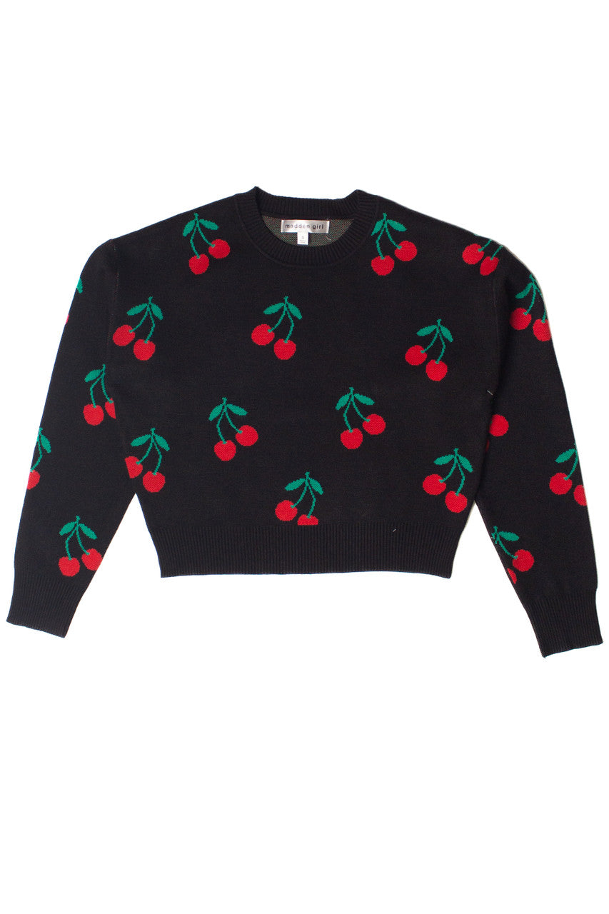 Cherry Print Pullover Sweater