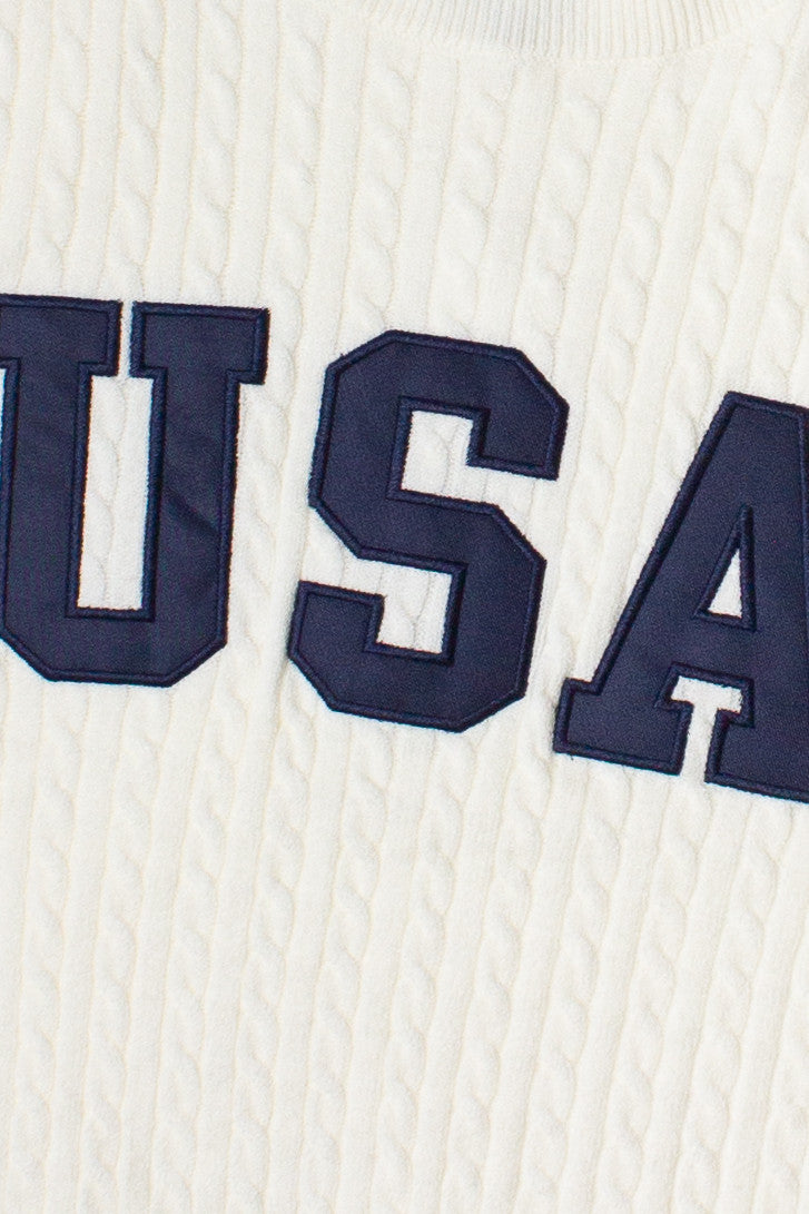 Cable Knit USA Sweater