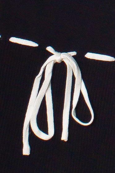 Running Stitch Bow Detail Knit Tank Top