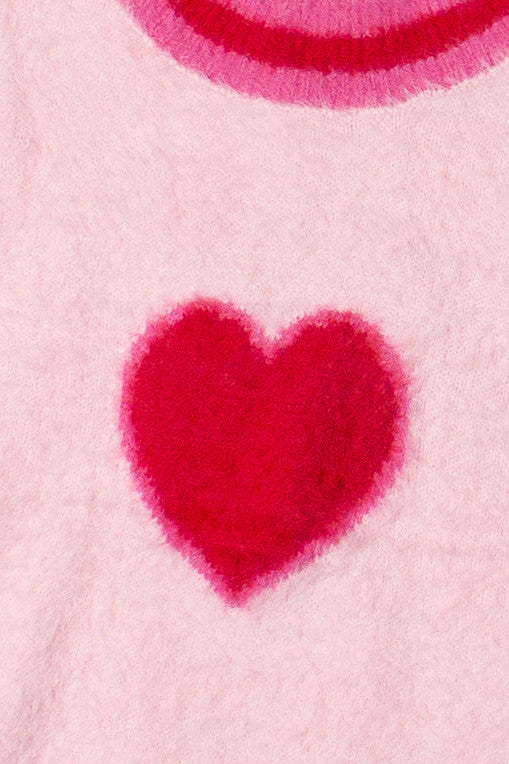 Short Sleeve Heart Eyelash Sweater