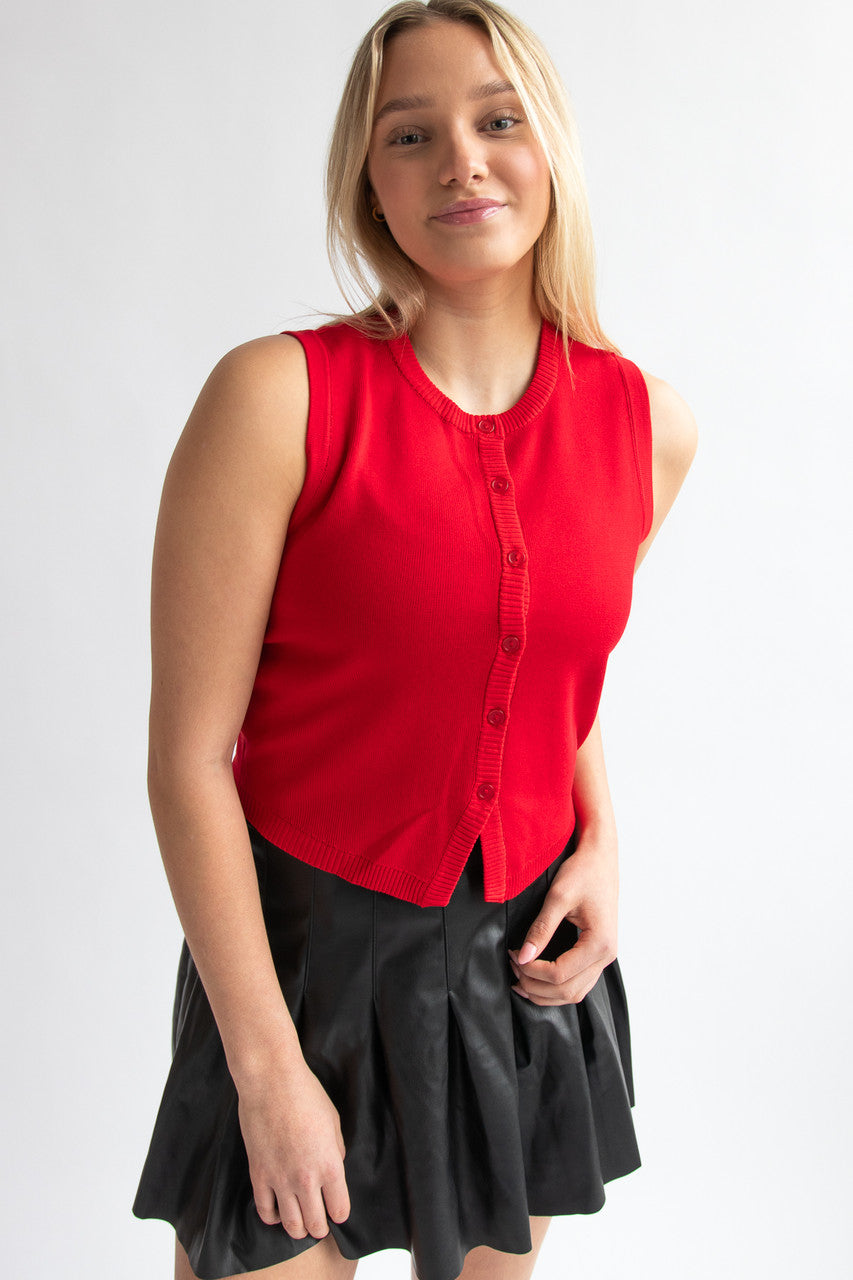 Button Front Lightweight Sweater Vest