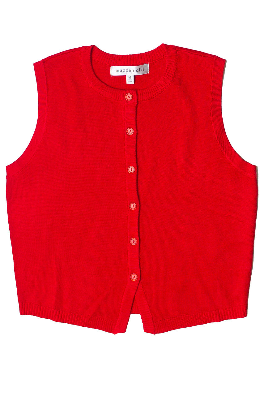 Button Front Lightweight Sweater Vest