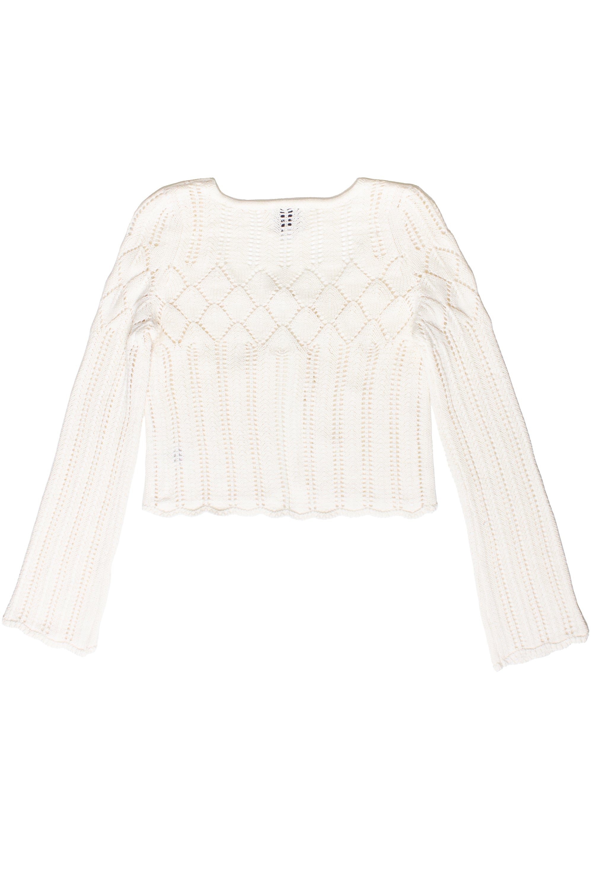 Knit Pointelle Double Tie Front Cardigan