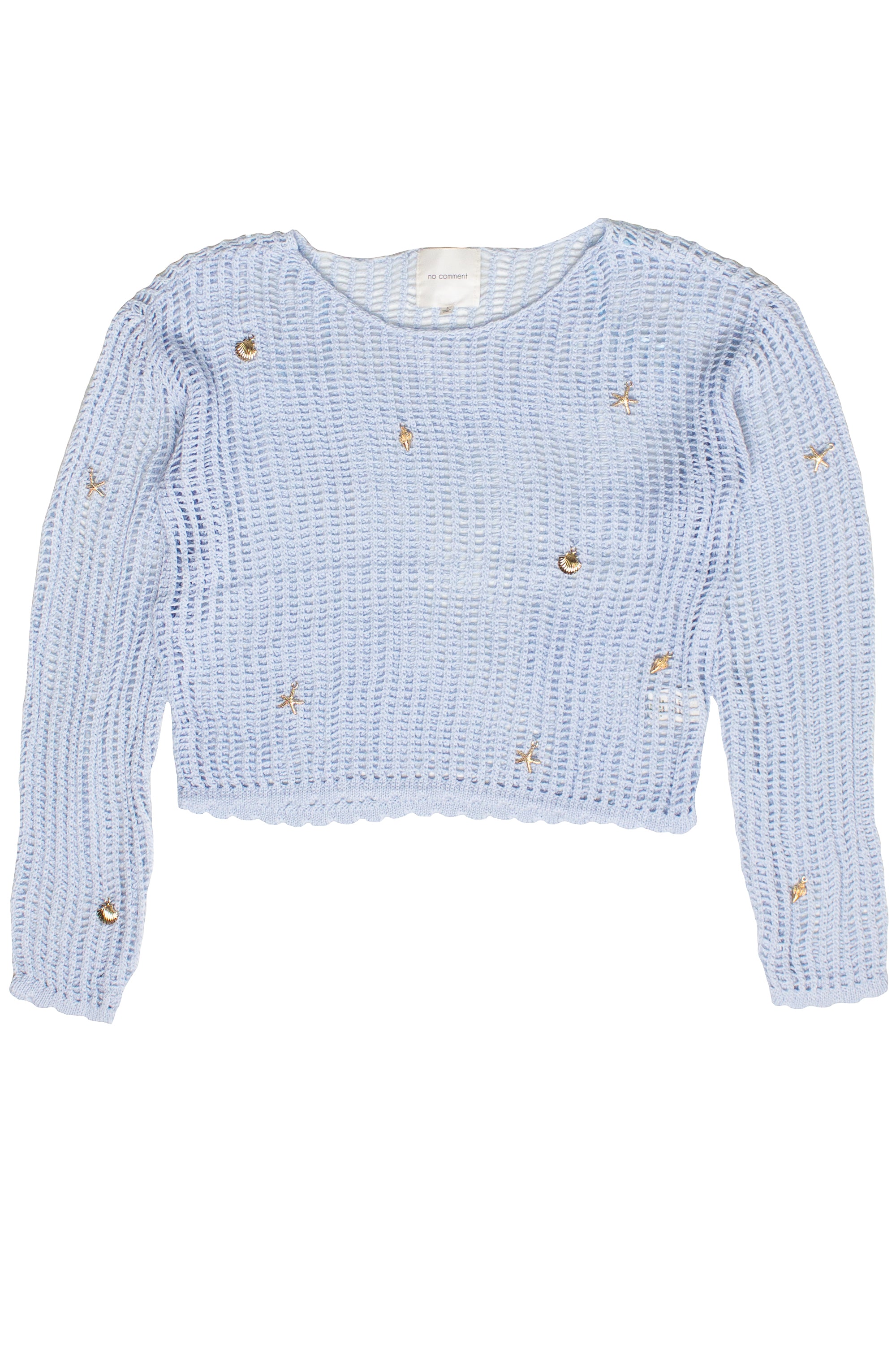 Seaside Crochet Mesh Sweater - Blue