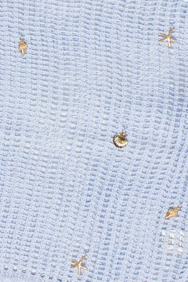 Seaside Crochet Mesh Sweater - Blue