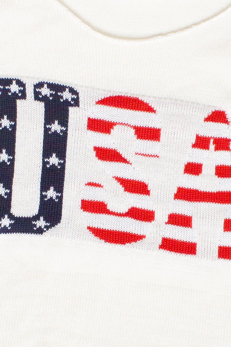 USA Knit Sweater - White