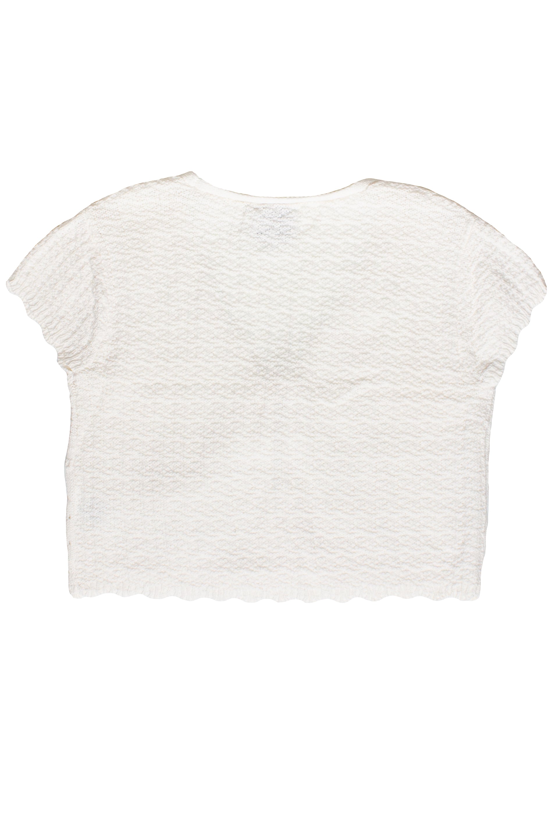 Short Sleeve Pointelle Knit Tie Front Cardigan