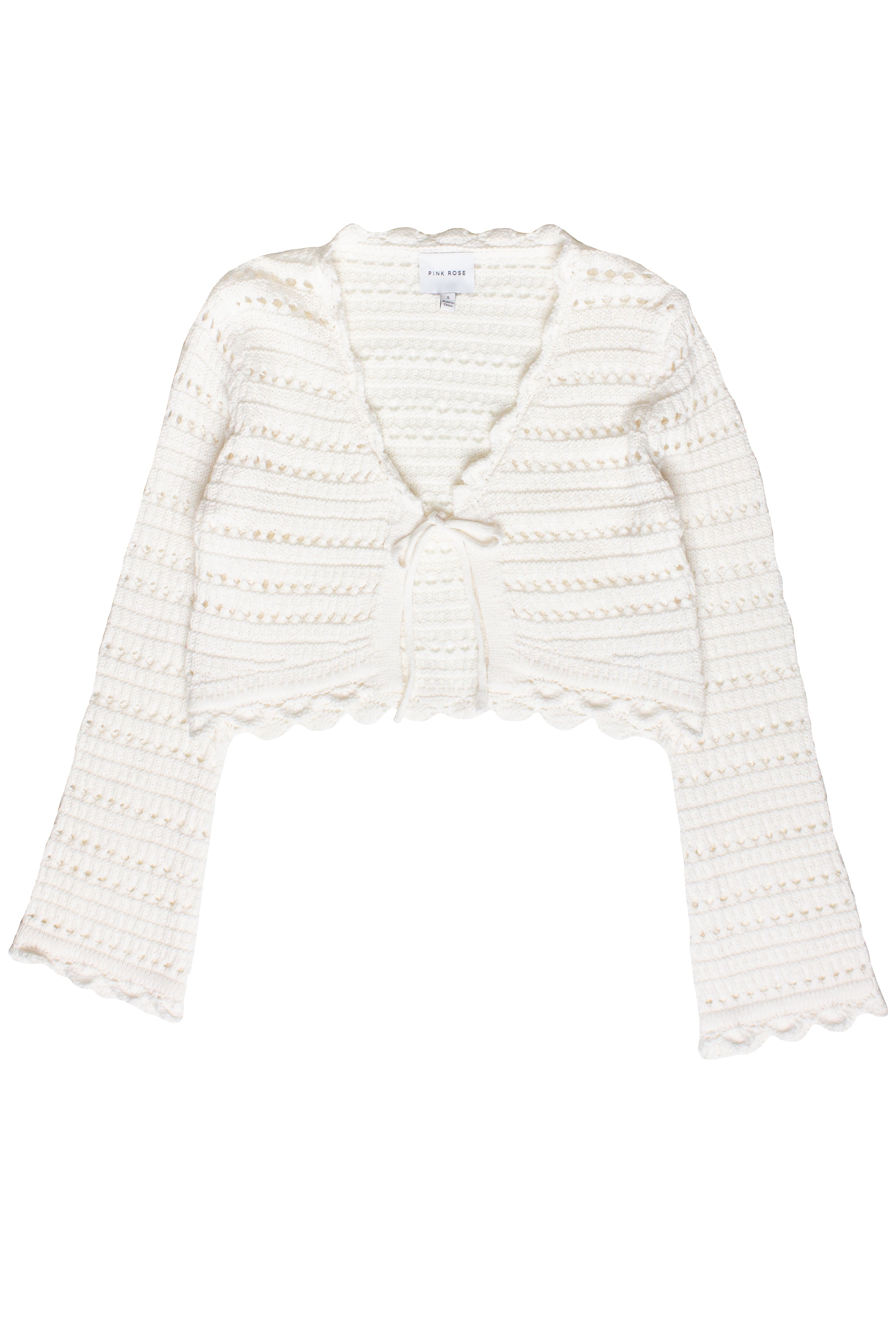 Open Knit Tie Front Cardigan