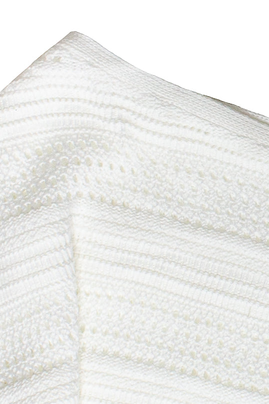 Mixed Knit Sweater Poncho - White