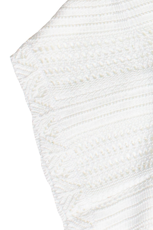 Mixed Knit Sweater Poncho - White